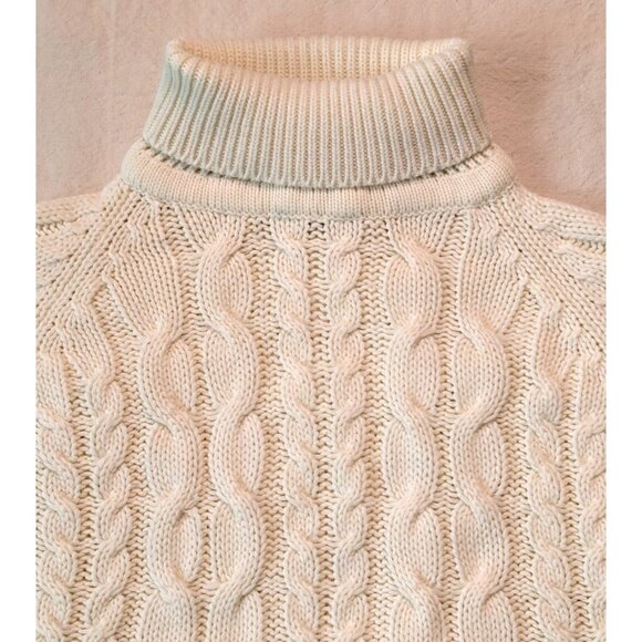 L.S Ayres Sweater Vintage 70s Fisherman Cableknit Classic Cream Women's Medium - Picture 3 of 7